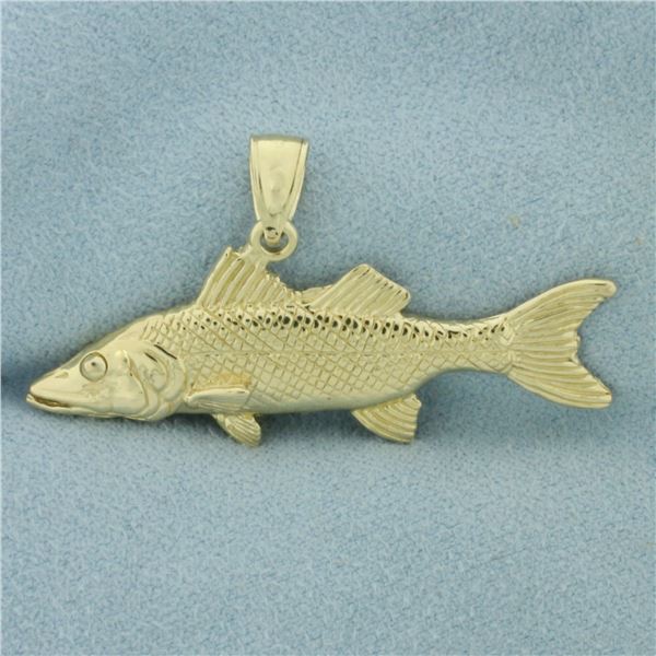 Snook Fish Pendant in 14K Yellow Gold