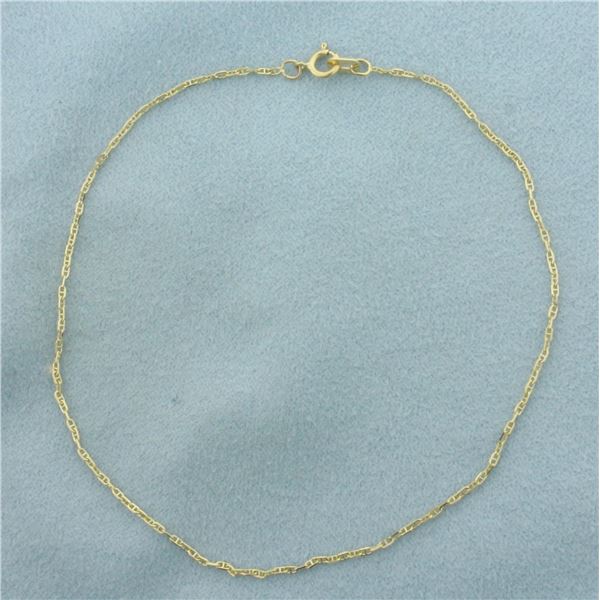 Italian Anchor Mariner Anklet in 14K Yellow Gold