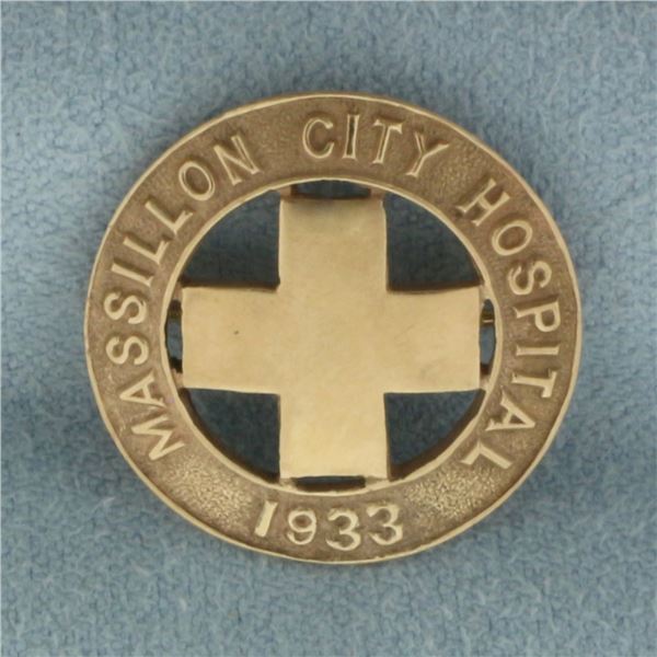 Antique Massillon City Hospital 1933 Brooch Pin in 10K Yellow Gold