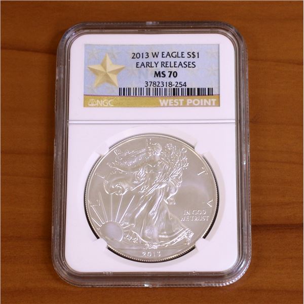 2013W Silver Eagle Early Releases West Point NGC MS 70 Coin