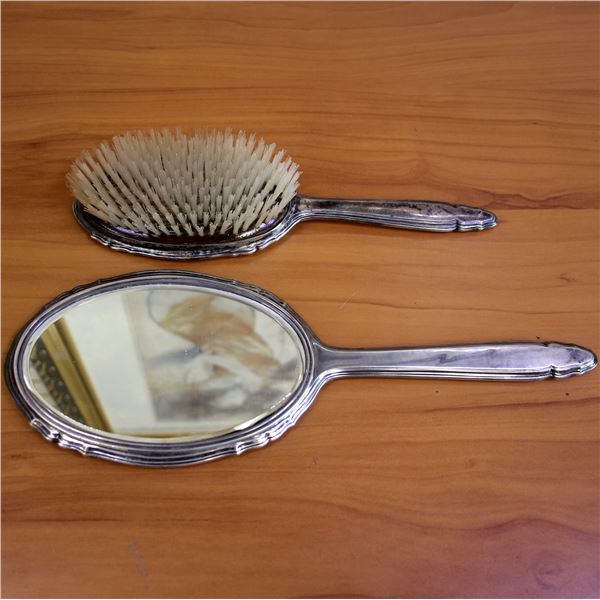 Antique R. Blackinton Sterling Silver Mirror and Brush Vanity Set in Sterling Silver