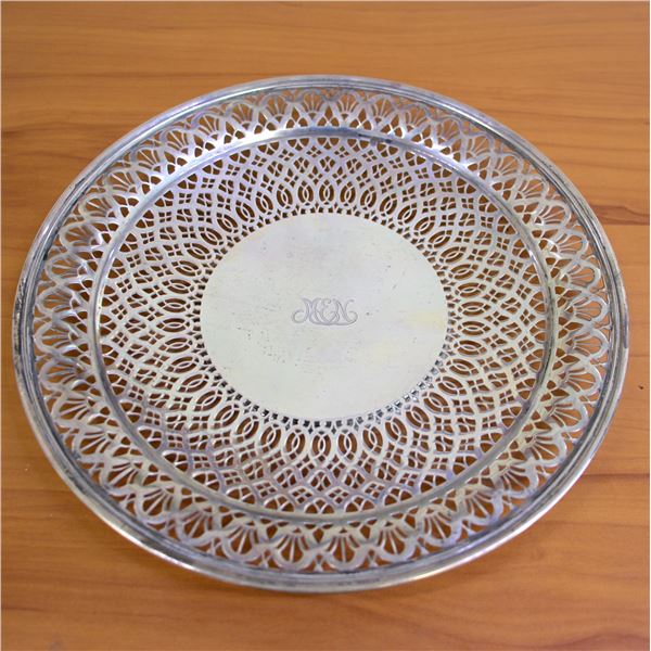 Antique Tiffany & Co. Sterling Silver Pierced Lattice Footed Plate