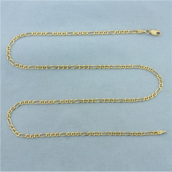 Italian Figaro Link Chain Necklace in 14k Yellow Gold
