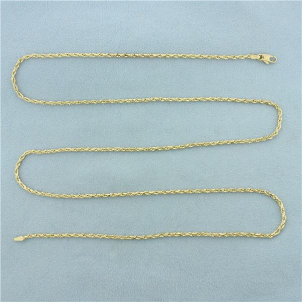 30 Inch Rope Link Chain Necklace in 14k Yellow Gold