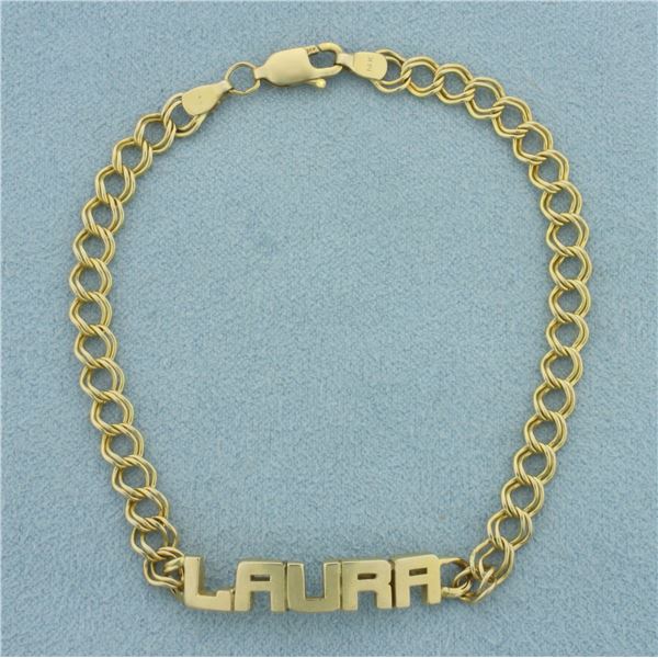 Laura Name Bracelet in 14k Yellow Gold