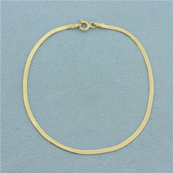 Italian Herringbone Link Bracelet in 18k Yellow Gold