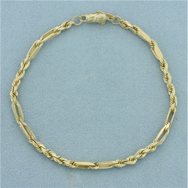 Milano and Rope Link Bracelet in 14k Yellow Gold