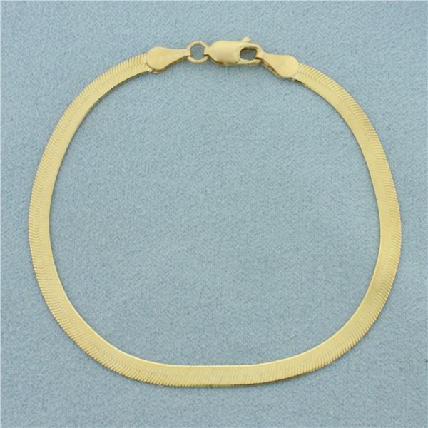 Italian Herringbone Link Bracelet in 14k Yellow Gold