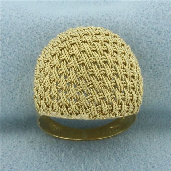 Woven Design Dome Ring in 18k Yellow Gold