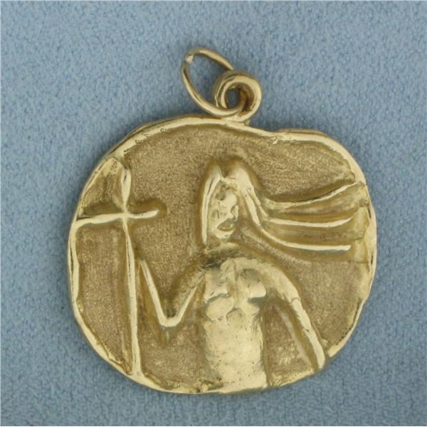 Saint Helena Religious Charm or Pendant in 14k Yellow Gold