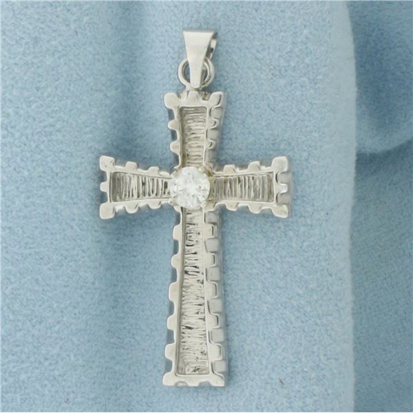 Diamond Cross Pendant in 14K White Gold
