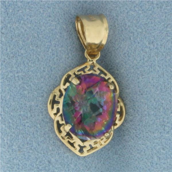 Mystic Topaz Pendant in 14K Yellow Gold