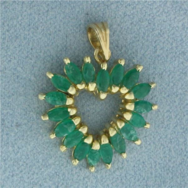Emerald Heart Pendant in 14K Yellow Gold