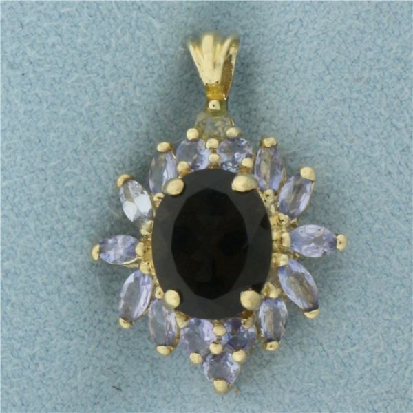 Smoky Topaz, Tanzanite and Prasiolite Pendant in 14K Yellow Gold