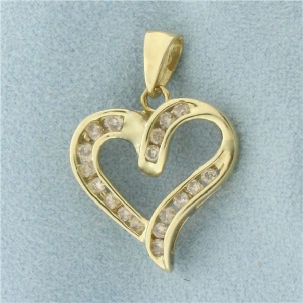 Diamond Heart Pendant in 10K Yellow Gold