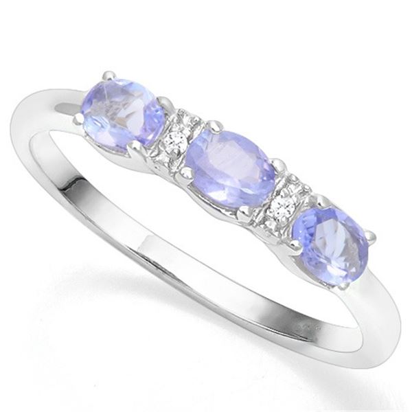 Tanzanite & Diamond Ring in Sterling Silver