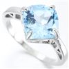 Image 1 : Large Blue Topaz Solitaire Ring in Sterling Silver