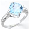Image 2 : Large Blue Topaz Solitaire Ring in Sterling Silver