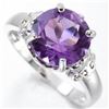 Image 2 : Large Amethyst Solitaire Statement Ring in Sterling Silver