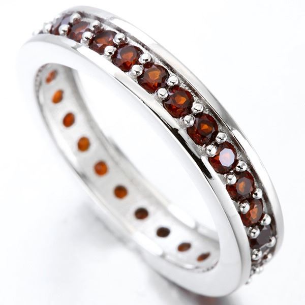 Garnet Eternity Stacking Band Ring in Sterling Silver