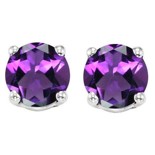 10MM Round Amethyst Stud Earrings in Sterling Silver