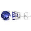 Image 2 : 5MM Round Lab Tanzanite Earrings in Sterling Silver