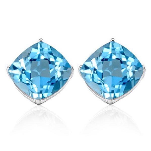 6MM Cushion Sky Blue Topaz Earrings in Sterling Silver