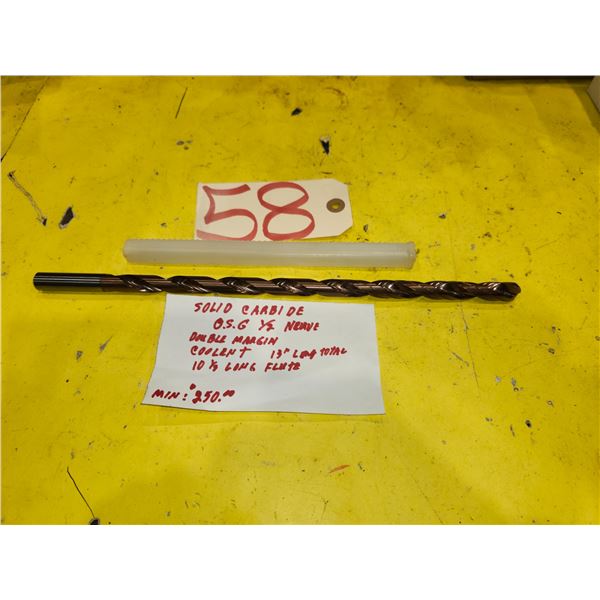 New OSG Solid Carbide Long Double Margin Drill 1/2" Coolant Hole