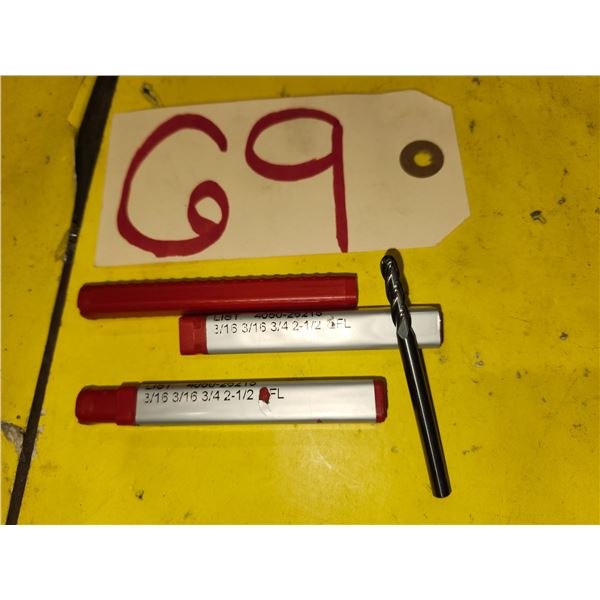 Set(2) of Solid Carbide BallNose End Mill 3/16" 4fl.
