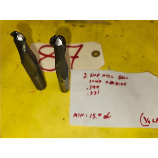Set(2) of Solid Carbide BallNose End Mill 2fl.
