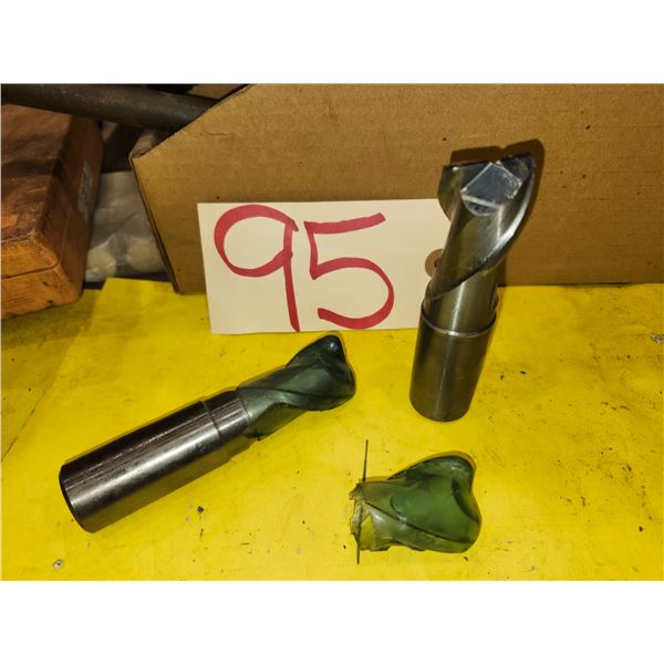 Set(2) of Solid Carbide End Mill 1" 2fl. Rad. Shank 1"1/8