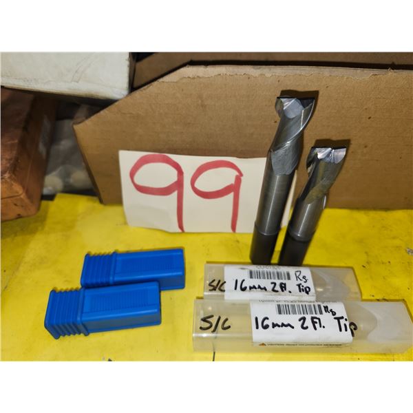 Set(2) of DEBOER Tool Carbide End Mill 16mm 2fl. Regrinded Tip