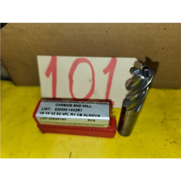 New Solid Carbide Ball End Mill 16mm (R1) 4fl.
