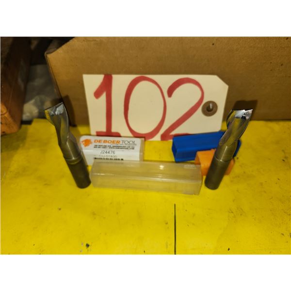 Set(2) of DEBOER Tool Carbide End Mill 12mm 2fl. Regrinded Tip