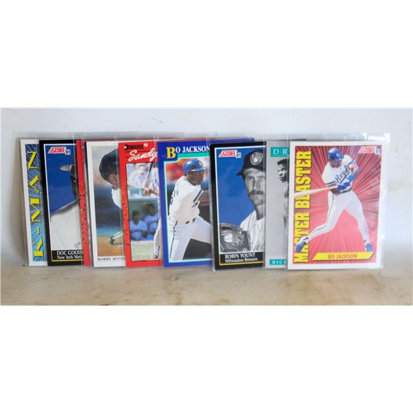 10 VINTAGE BASEBALL CARDS LOT: BO JACKSON,