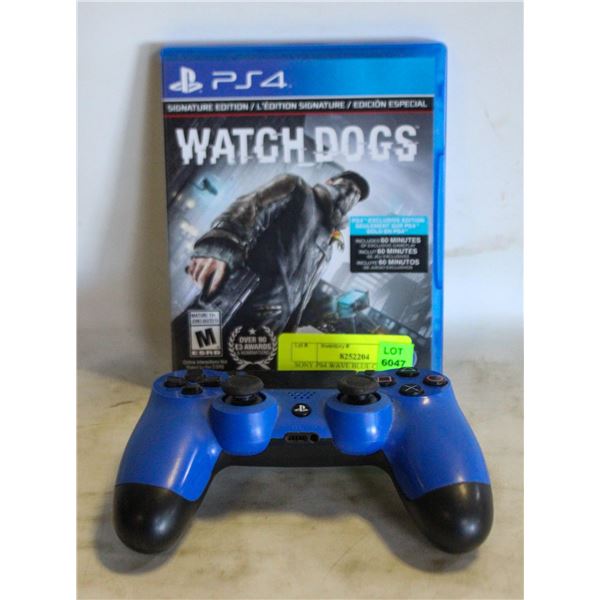 SONY PS4 WAVE BLUE CONTROLLER & WATCH DOGS GAME