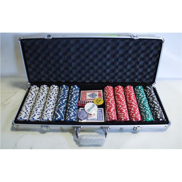 NEW 500 CHIPS 11.5G POKER SET NEW 2 DECKS, 5 DICE,