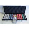 Image 1 : NEW 500 CHIPS 11.5G POKER SET NEW 2 DECKS, 5 DICE,
