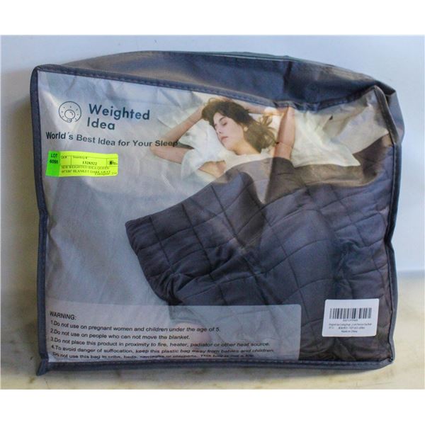 NEW WEIGHTED IDEA QUEEN 60"X80" BLANKET DARK GRAY