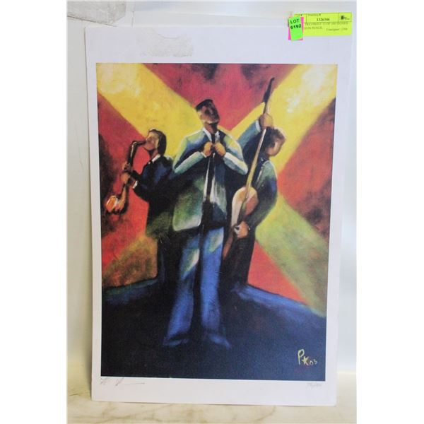 JAZZ TRIO PRINT 72 OF 100 SIGNED DATED IN PENCIL