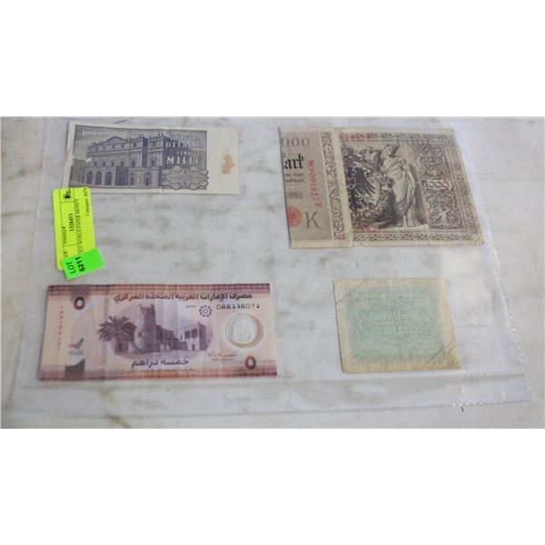 4 OLD WORLD PAPER MONEY
