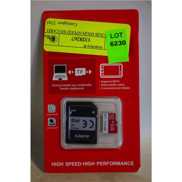NEW 512GB HIGH-SPEED SD CARD