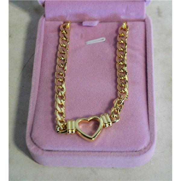 NEW YELLOW GOLD TONED HEART NECKLACE
