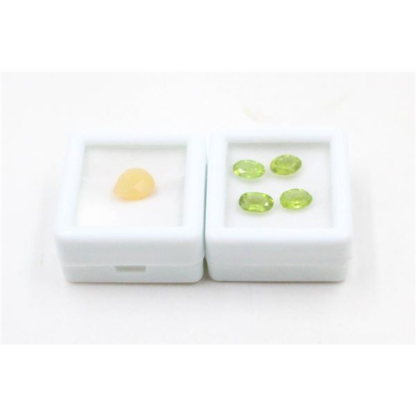 #123-NATURAL GREEN PERIDOT 3.00CT/YELLOW OPAL 1.65