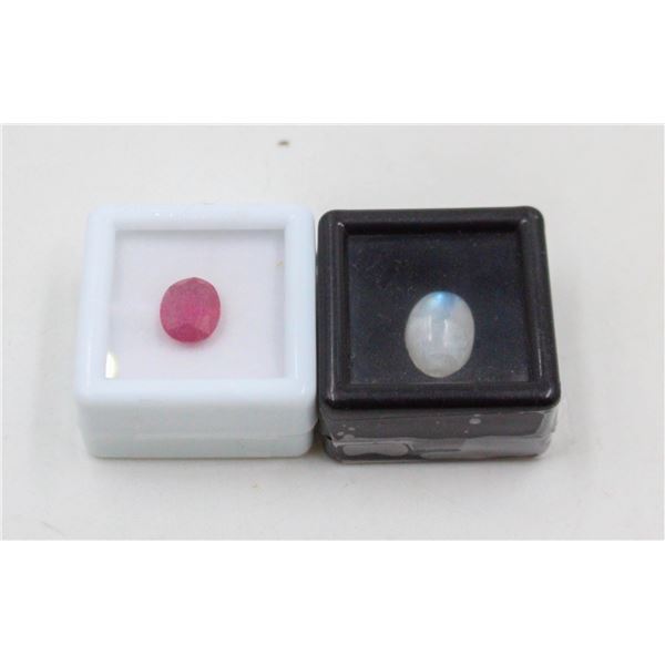 #173-NATURAL RUBY 3.67CT & MOONSTONE 4.55CT
