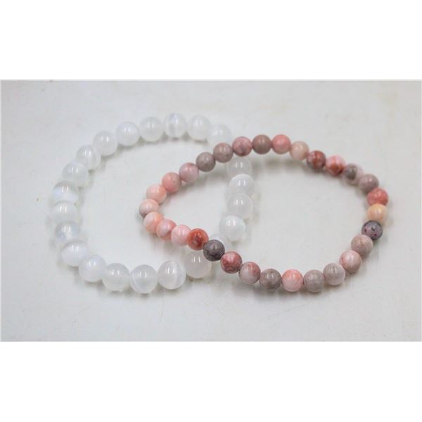 #245-NATURAL ZEBRA JASPER & SELENITE BRACELET