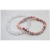 Image 1 : #245-NATURAL ZEBRA JASPER & SELENITE BRACELET