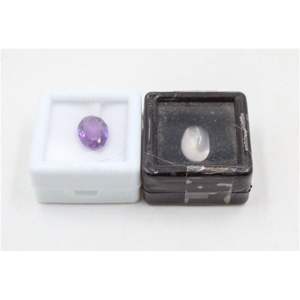 #175-NATURAL AMETHYST 3.55CT & PINK ROSE QZ 4.40CT