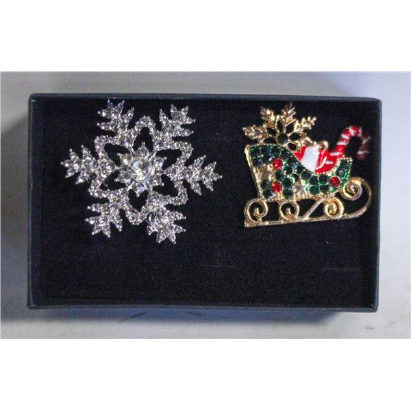 NEW 2PCS CHRISTMAS BROOCH SET