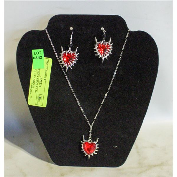 NEW JEWELRY DISPLAY W/ NECKLACE + EARRINGS